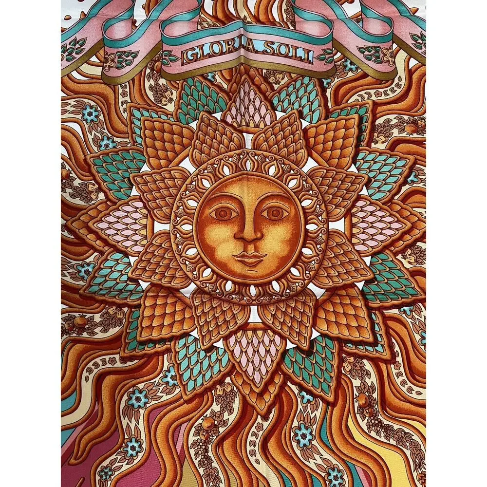 Hermès Gloria Soli Scarf 100% Silk 35.5”x35.5” NEW NWT Sun Old Money Luxury